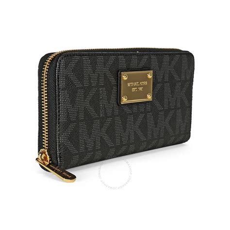 michael kors logo embossed leather wallet black